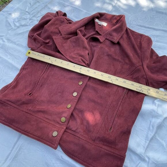 Promesa size M faux suede snap Front burgundy jackets - Picture 5 of 9